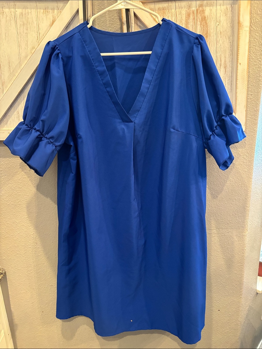 SHEIN Blue V-Neck Puff Sleeve Tunic - Picture 2 of 4